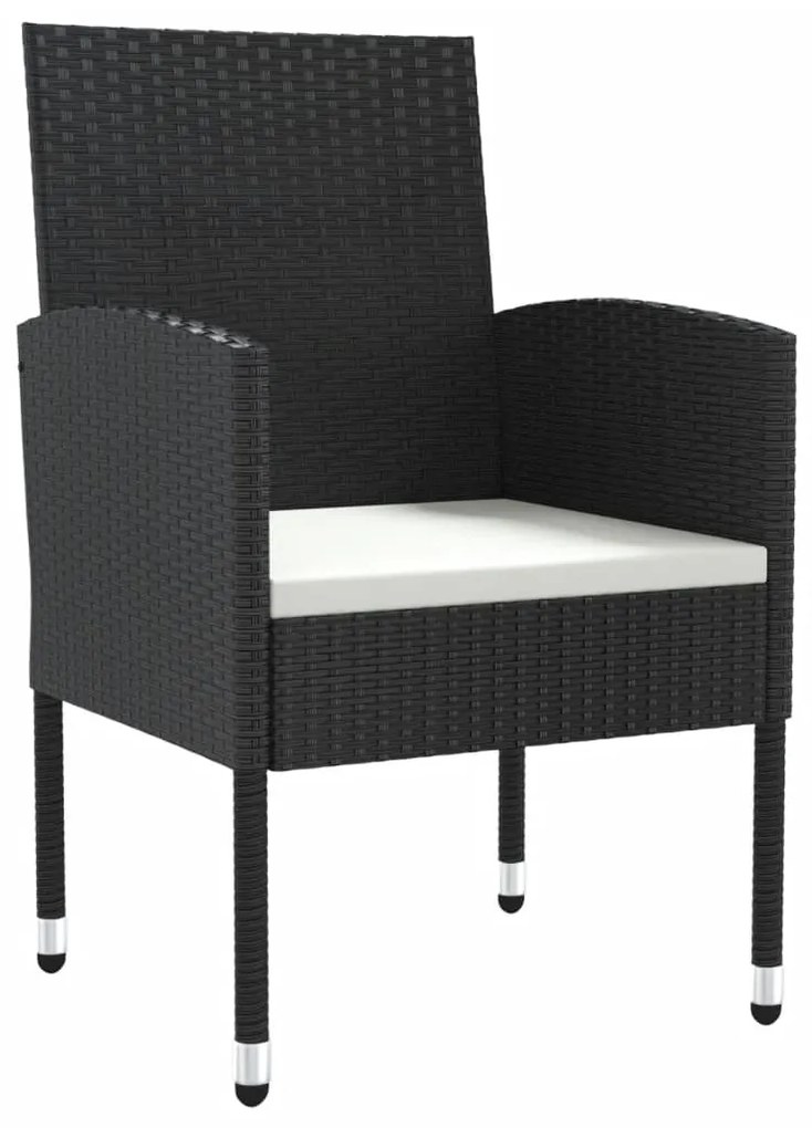 Set da pranzo da giardino 7 pz nero in polyrattan e acciaio