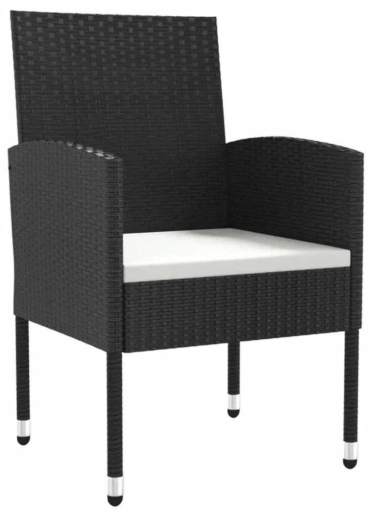 Set da pranzo da giardino 7 pz nero in polyrattan e acciaio
