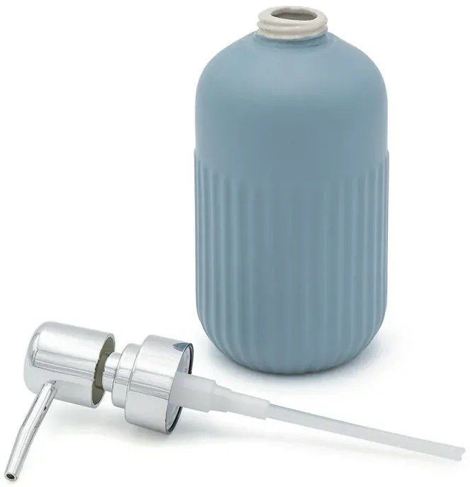 Set accessori bagno dispenser e portaspazzolini appoggio turchese cobalto in ceramica Cup