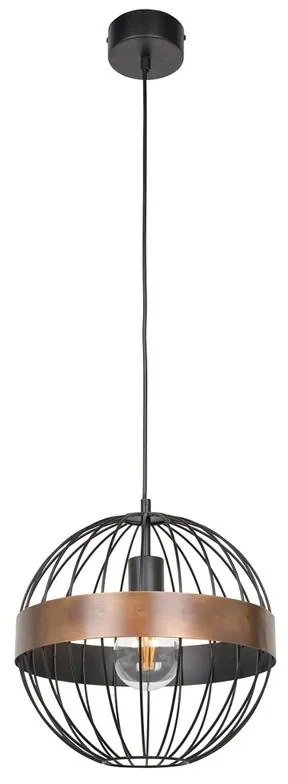 Lampadario Industriale RAW GLOBE nero paralume nero E27 Ø30cm COREP