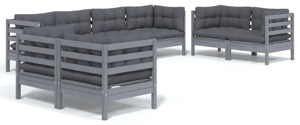 Set divani da giardino 8 pz con cuscini legno massello di pino