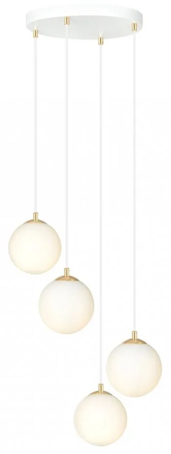 Lampadario a Sospensione in Acciaio e Vetro ROYAL 4 Bianco o Nero 4xE14 Colore del corpo Bianco