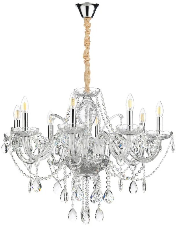 Lampadario Neoclassico Lampadario SVETLANA in Cristallo 8 - E14 trasparente paralume trasparente 8x E14 Ø75cm