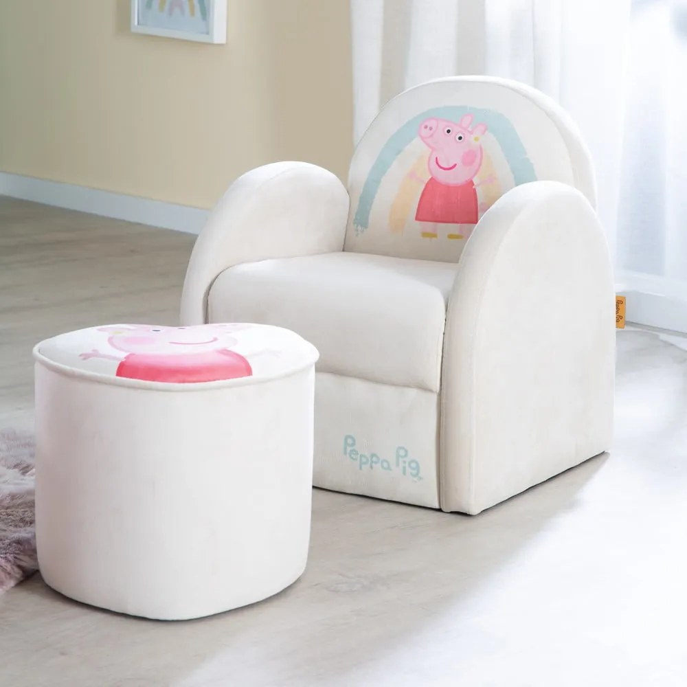 Sedia per bambini in velluto bianco Peppa Pig - Roba
