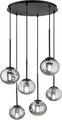 Lampada a sospensione JEWEL in metallo e vetro soffiato 55 cm 6 Luci verticale Nero