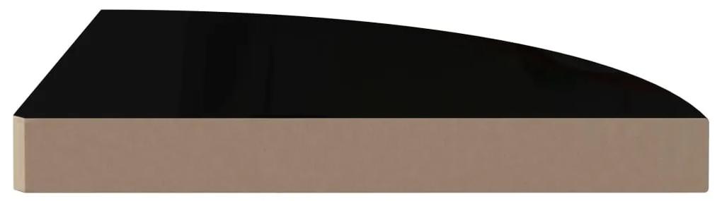 Scaffali angolari a parete 4 pz nero lucido 35x35x3,8 cm mdf
