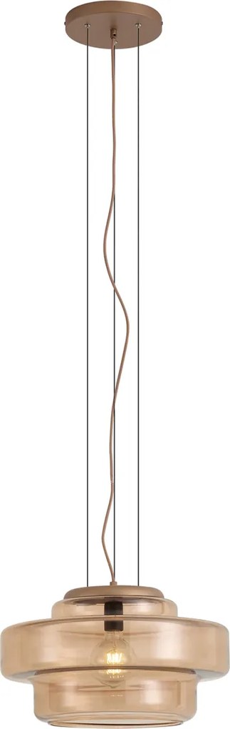 Lampada a Sospensione Retrò Bronzo Scuro con Vetro Ambrato - Barb