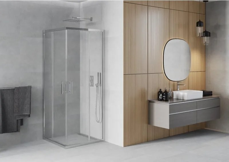 Mexen Rio cabina doccia quadrata 90 x 90 cm, trasparente, cromo - 860-090-090-01-00