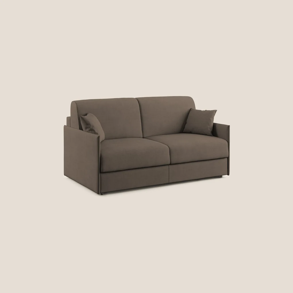 Evans Divano letto in morbido tessuto impermeabile T02 marrone 169 cm (mat. 140x197)