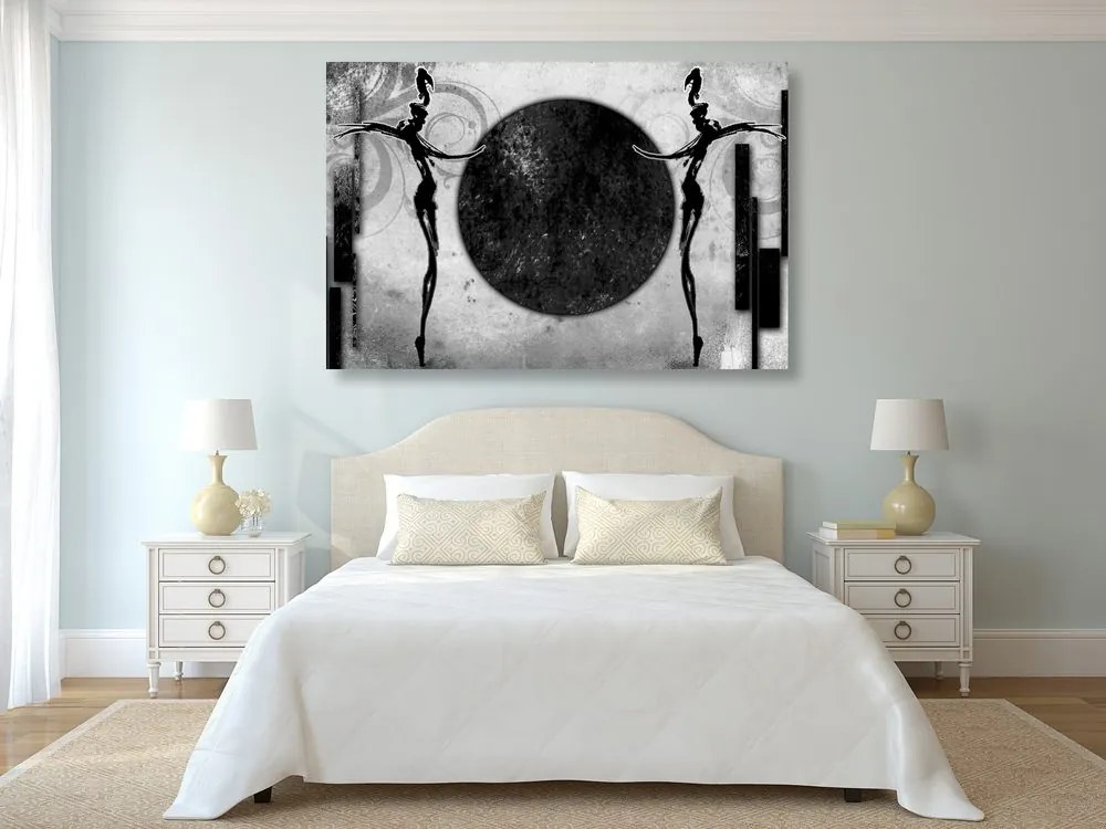 Quadro su tela – Danza africana in bianco e nero