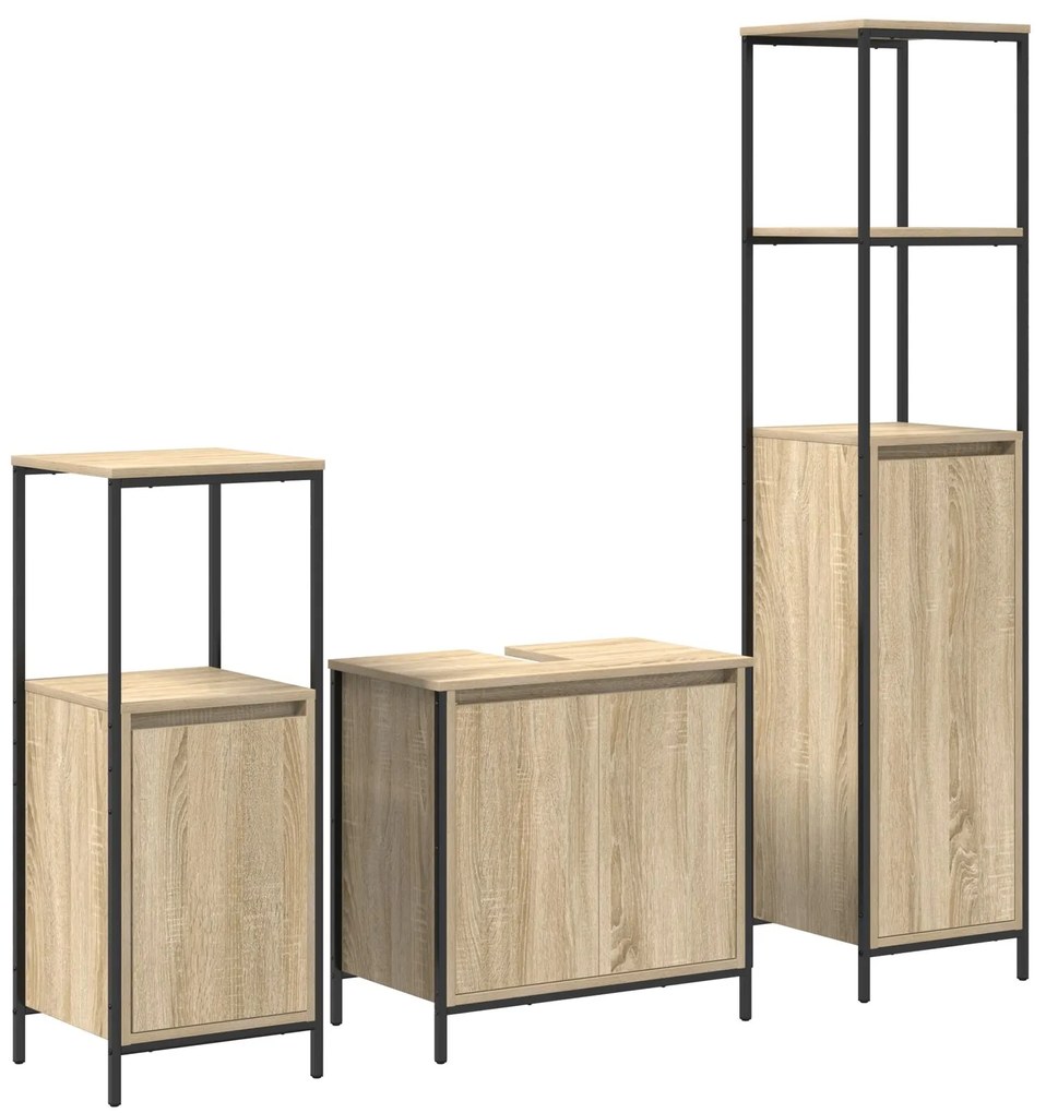 Set di mobili da bagno in rovere sonoma legno ingegnerizzato