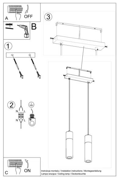 Sollux SL.0966 - Lampadario a sospensione con filo ZANE 2xGU10/40W/230V calcestruzzo/legno
