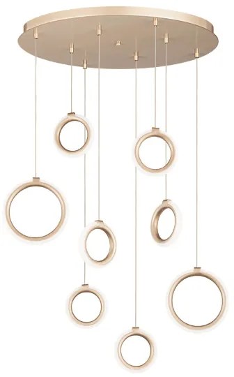 Lampada a sospensione 60 cm in metallo verniciato 8 Luci ORO a Led PINTA