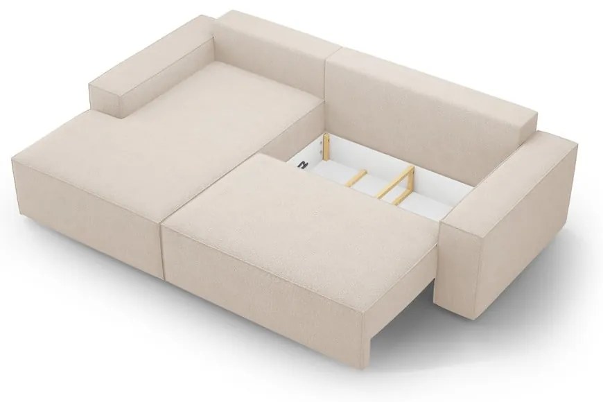 Divano letto in tessuto bouclé beige (angolo sinistro) Jodie - Micadoni Home