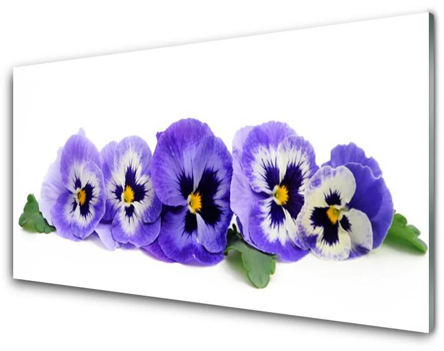 Quadro acrilico Petali di fiori di viole del pensiero 100x50 cm