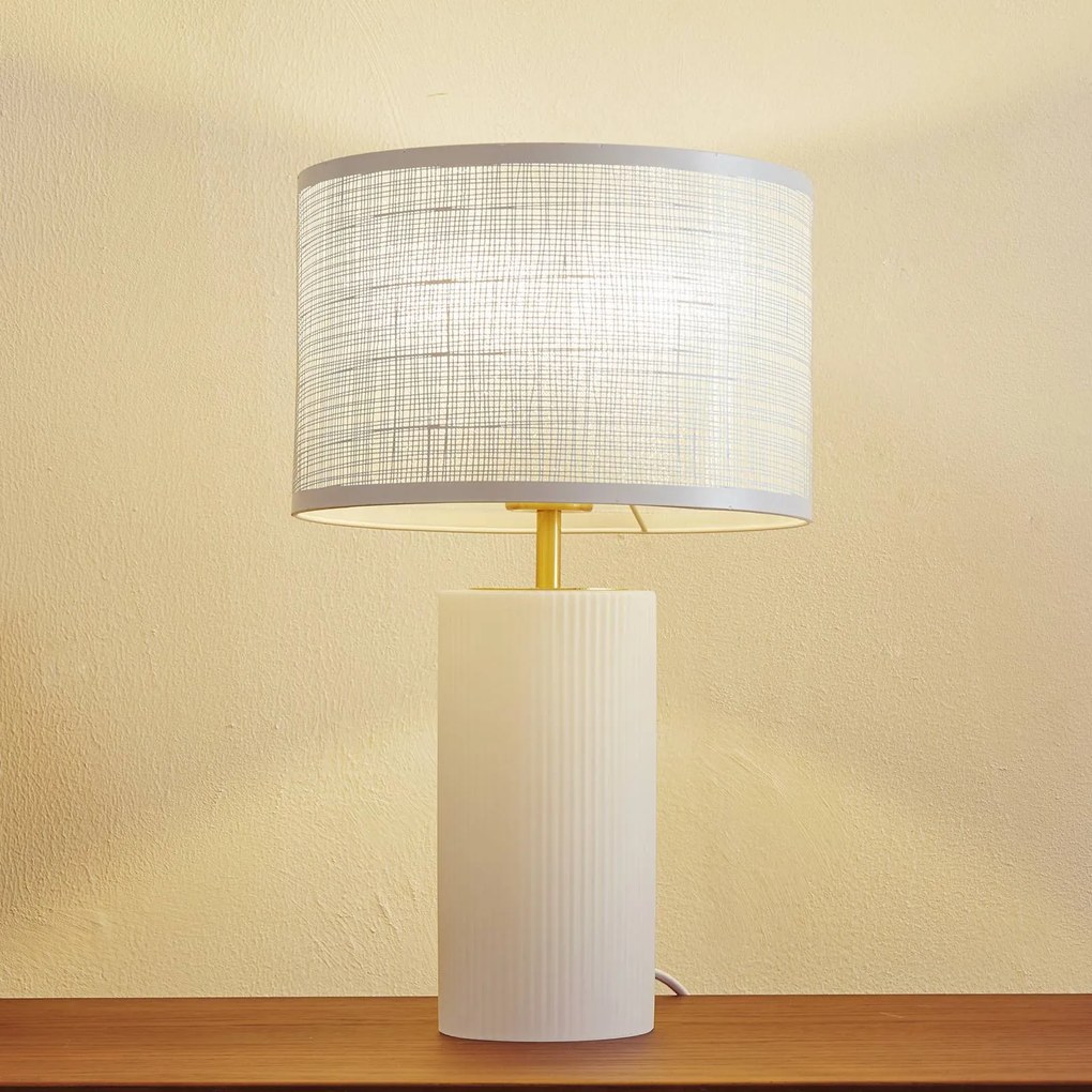 Lampada da tavolo Sorscha Lindby, Bianco / Opale, Soggiorno / Sala da pranzo, Vetro, Moderno, Lampada da tavolo