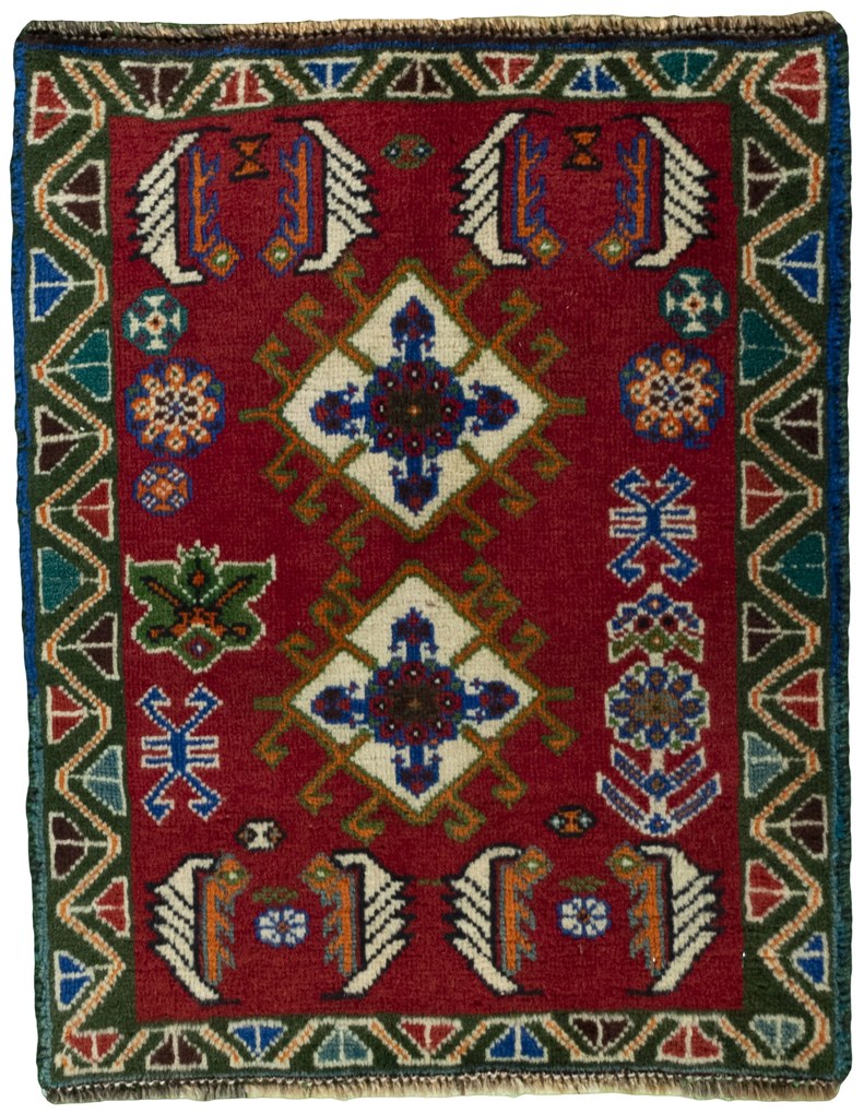 Shiraz Tappeto 60x50 Rosso (Iran) Annodato A Mano