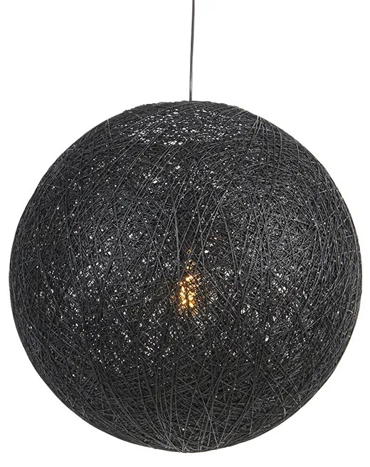 Lampada a sospensione rustica nera 60 cm - Corda