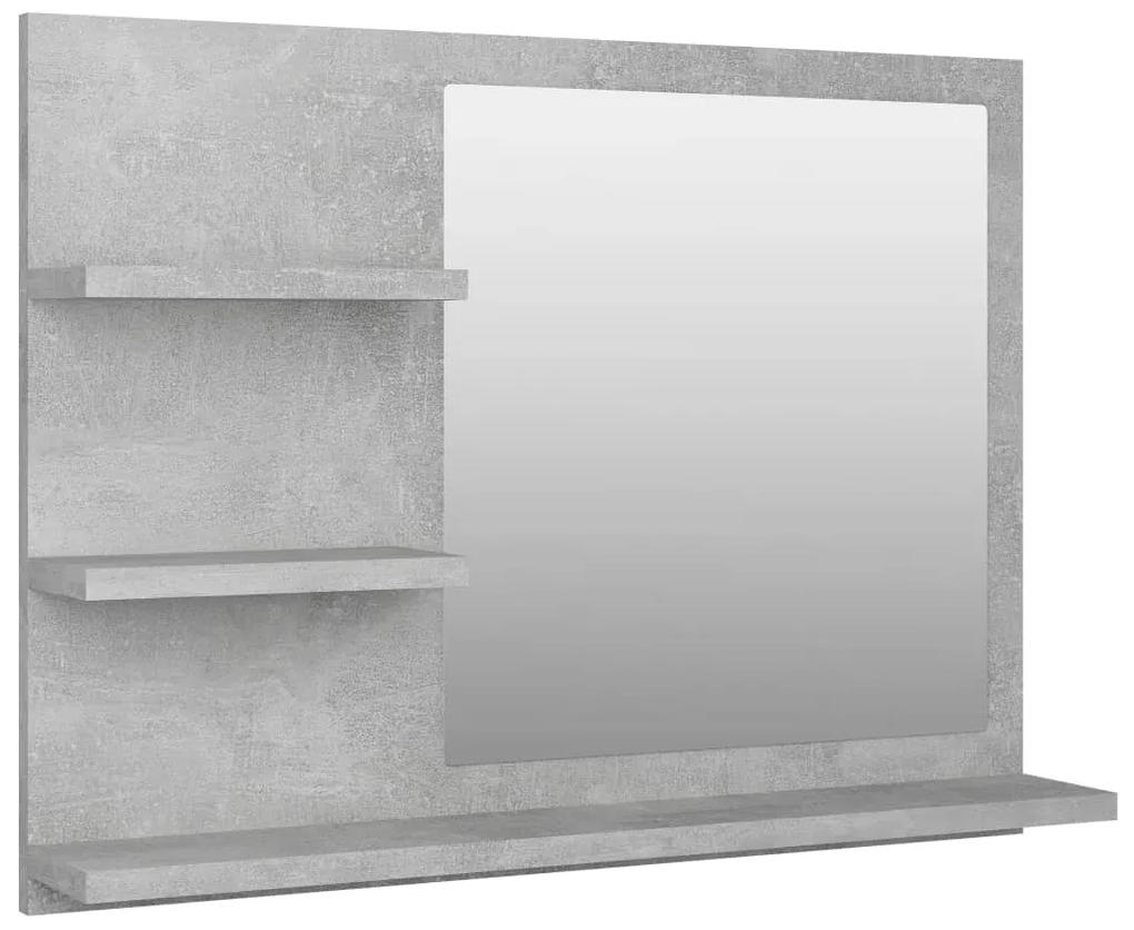 Specchio da Bagno Grigio Cemento 60x10,5x45 cm in Truciolato