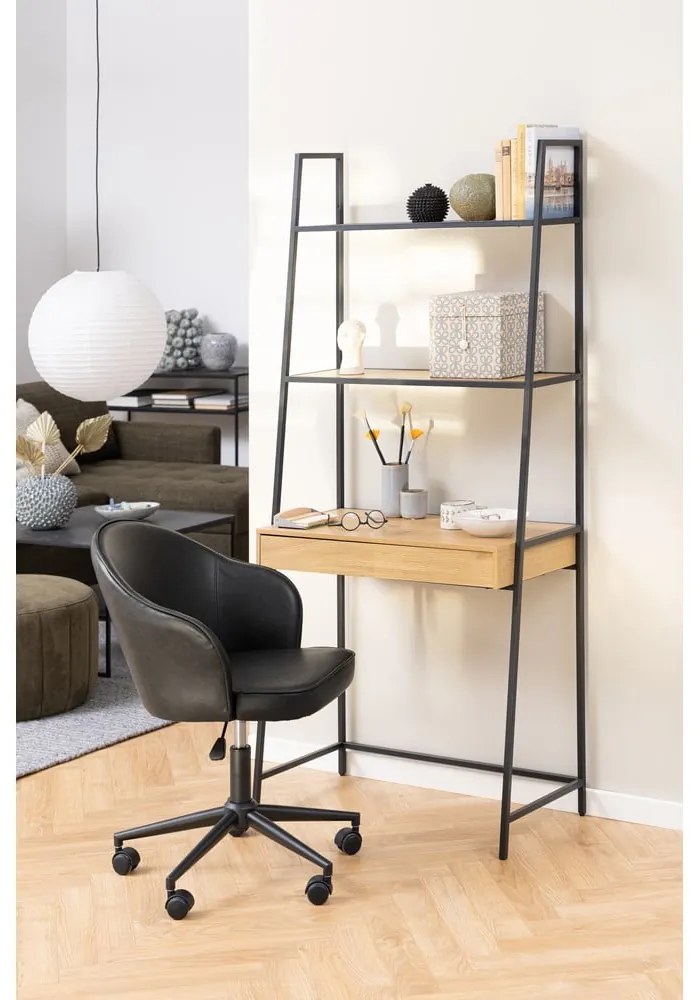 Libreria nera in rovere 77x175 cm Seaford - Actona