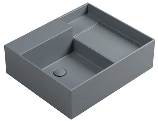 Lavabo da appoggio Nobu COLAVENE rettangolare in ceramica L 60 x H 21 x P 50 cm grigio opaco piletta non inclusa