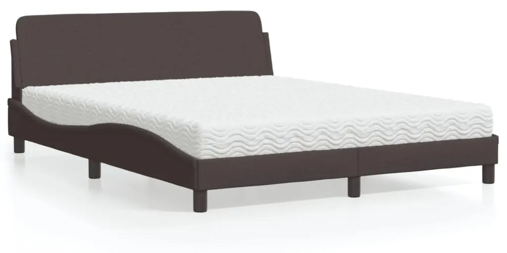Letto Con Materasso Marrone Scuro 160x200cm Tessuto /