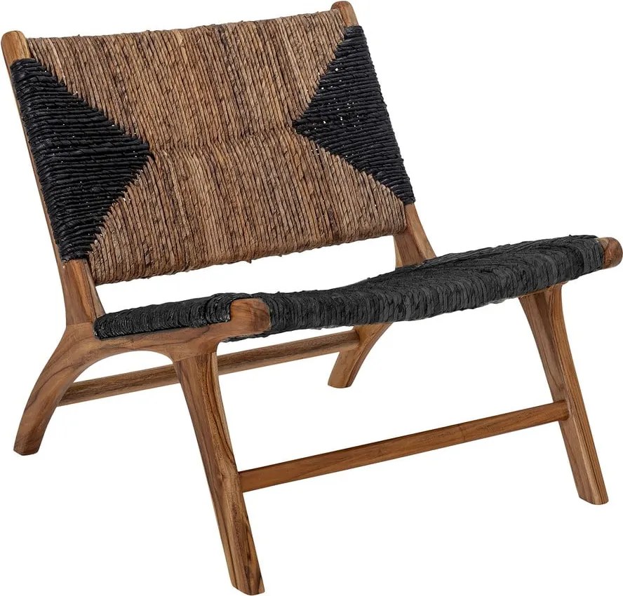 Poltrona nero-marrone con intreccio Grant - Bloomingville