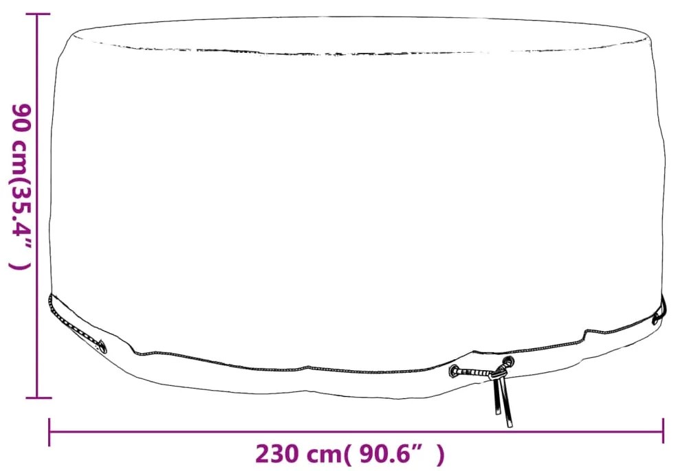 Copertura Mobili da Giardino con 10 Occhielli Ø230x90cm Rotonda