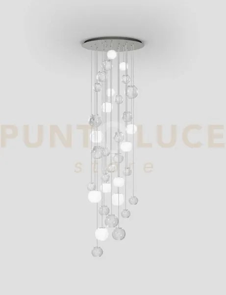 Oto sospensione rc bianco rigadin nickel satinato 12 luci attacco g9
