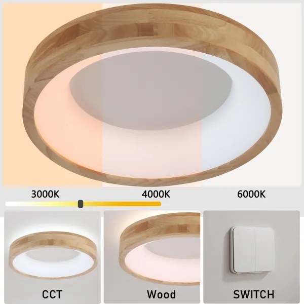 Brilagi-LED Plafoniera FALCON WOOD LED/30W/230V 3000/4000/6000K 45 cm legno