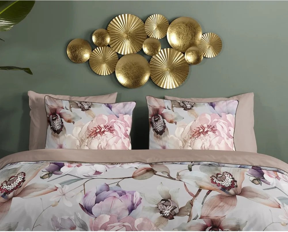 Set copripiumino e federa grigio/marrone in raso di cotone per letto singolo ed esteso 140x220 cm Colinda – Descanso