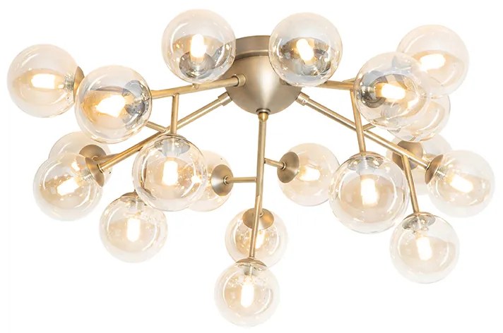 Plafoniera Art Déco bronzo con vetro ambrato 20 luci - Bianca