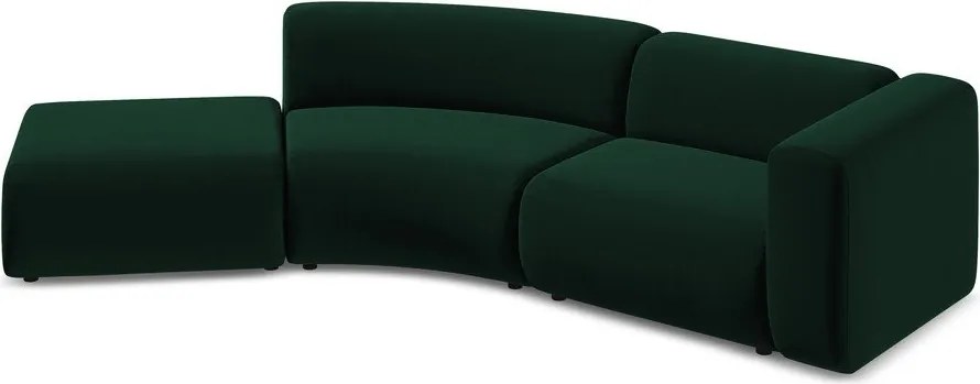 Chaise longue verde scuro (con penisola a sinistra) con rivestimento in velluto Ekahi – Makamii