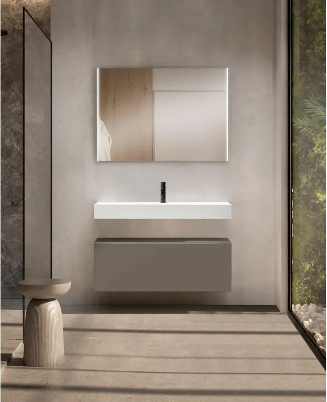Mobile bagno sospeso con lavabo L 100 x H 35 x P 46 cm cenere 1 cassetto per vasca centrale Element