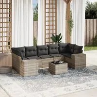 Set Divano da Giardino 8pz con Cuscini Grigio Chiaro Polyrattan 3254679