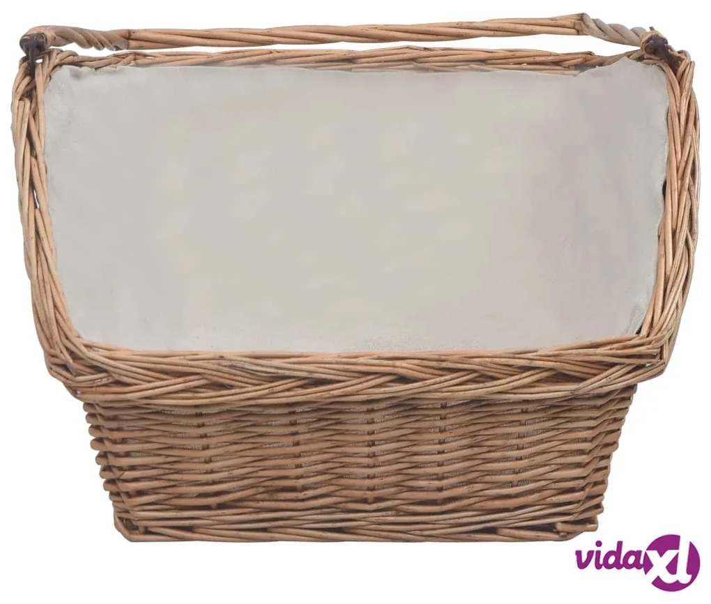 vidaXL Cesta Legna da Ardere con Manico 61,5x46,5x58cm Marrone Salice