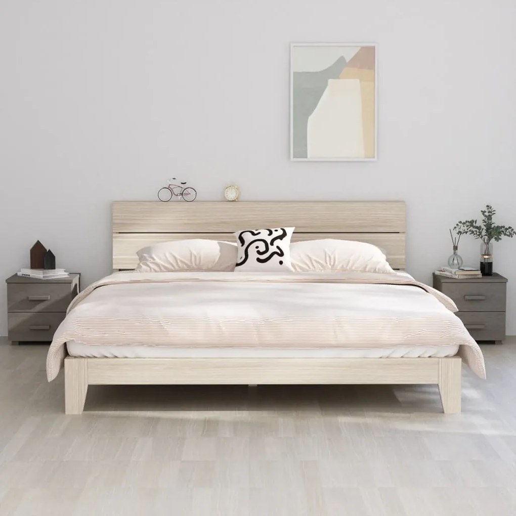Comodini Hamar 2 Pz Grigio Chiaro 40x35x44,5 Cm Legno Di Pino /