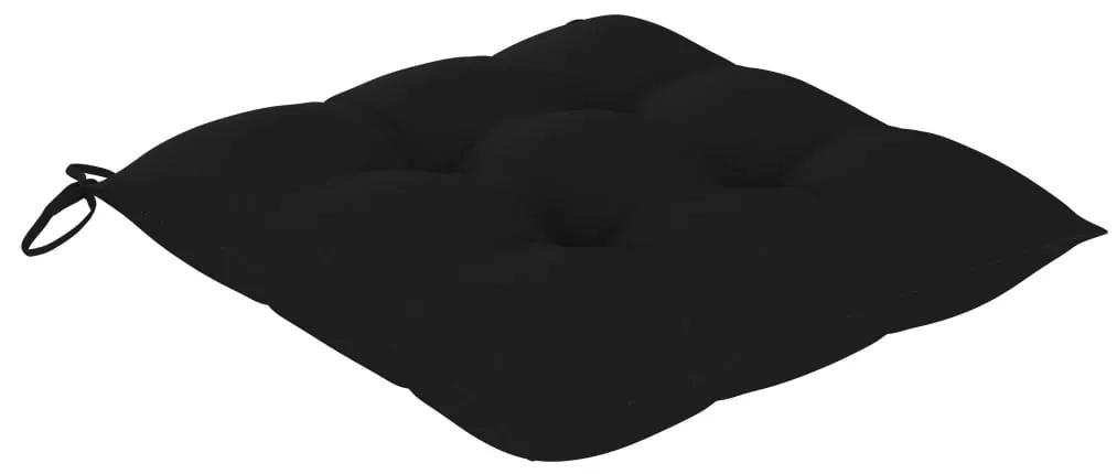Sedia a dondolo con cuscino nero in legno di teak