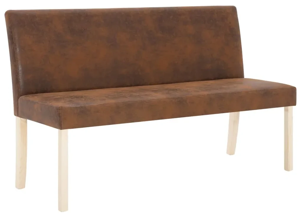 Panca 139,5 cm marrone in pelle scamosciata artificiale
