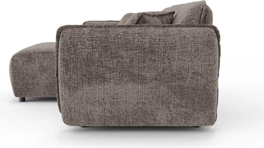 Divano angolare grigio tortora (con penisola a sinistra/con chaise lounge) con rivestimento in ciniglia Nelia – Ropez