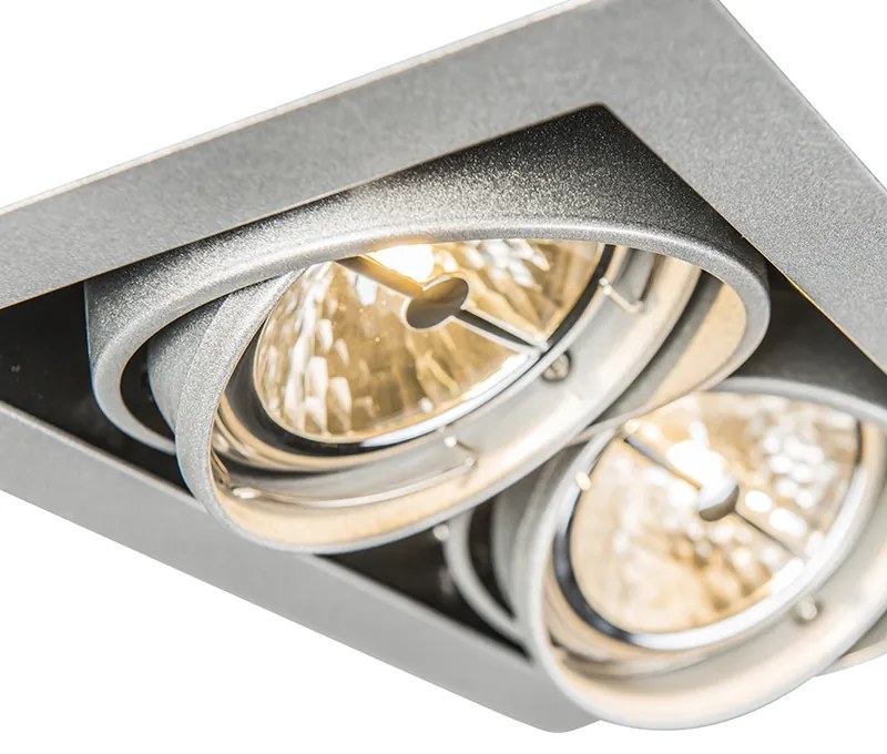 Set di 6 faretti da incasso in acciaio AR111 orientabili 2 luci - Oneon