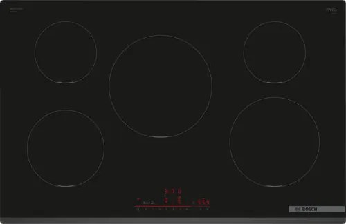 Bosch - Serie 6 PIV831HB1E Piano cottura a induzione 80 cm 5 zone standard Nero. Colore del prodotto: Nero, Posizionamento dell'apparecchio: Da