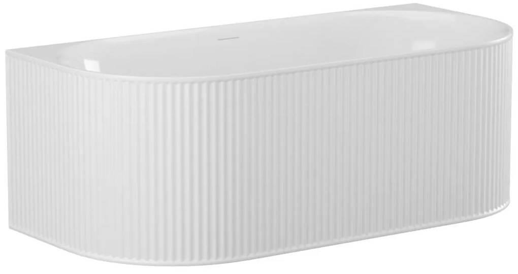 Vasca da bagno semi-freestanding scanalata 240 litri 170 x 80 x 60 cm Bianco opaco Acrilico - BARBORI