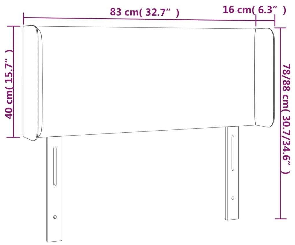 Testiera a LED Nera 83x16x78/88 cm in Similpelle