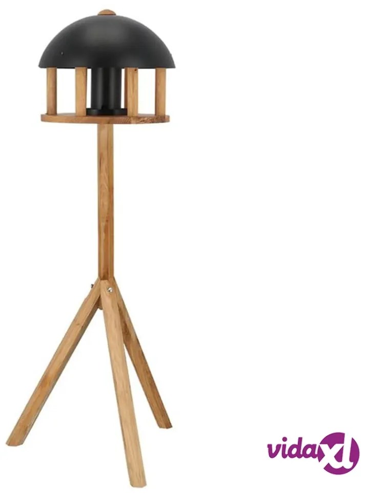 Esschert Design Casetta per Uccelli con Silo e Tetto Rotondo Nero