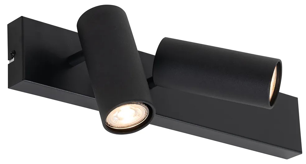 Faretto da soffitto moderno nero a 2 luci orientabili - Renna