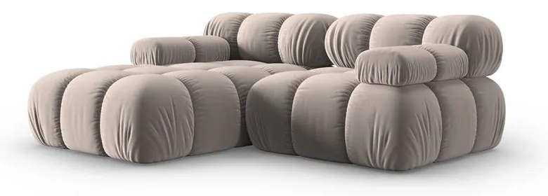 Divano angolare componibile in marrone chiaro (con penisola a sinistra) con rivestimento in velluto Bellis – Micadoni