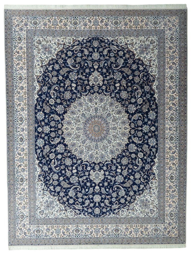 Nain Tappeto 410x310 Blu (Iran) Annodato A Mano