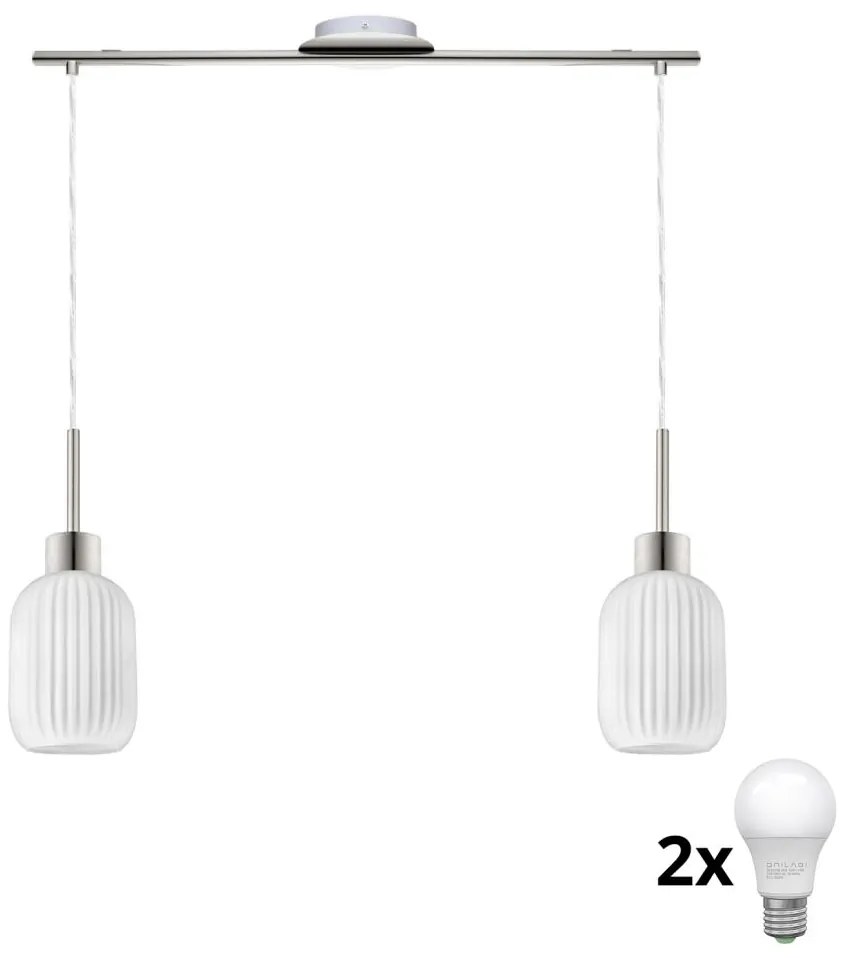 Lampadario LED sospeso su cavo HARMA 2xE27/60W/230V, cromo opaco/bianco