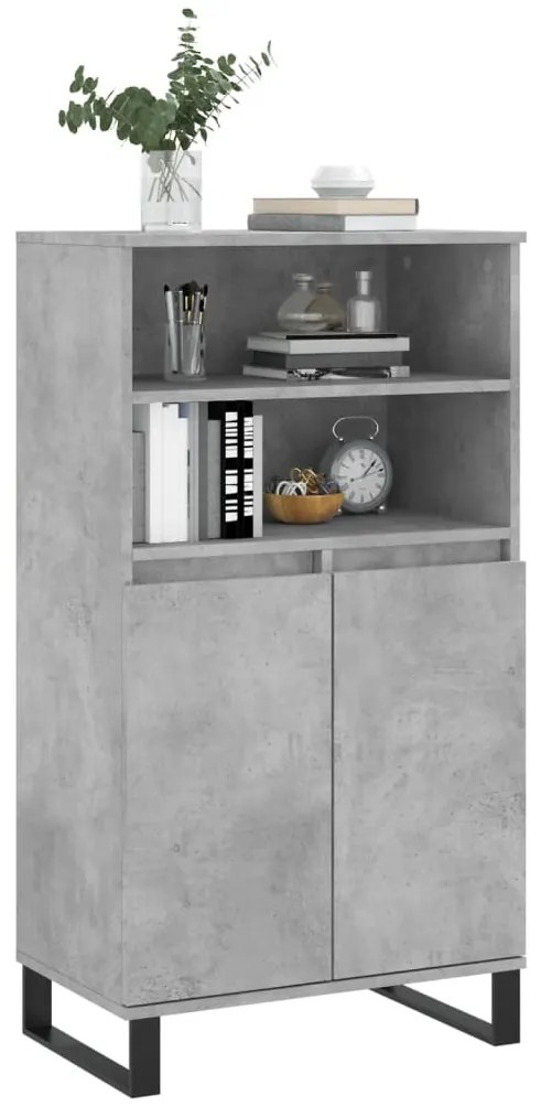 Credenza grigio cemento 60x36x110 cm in legno multistrato